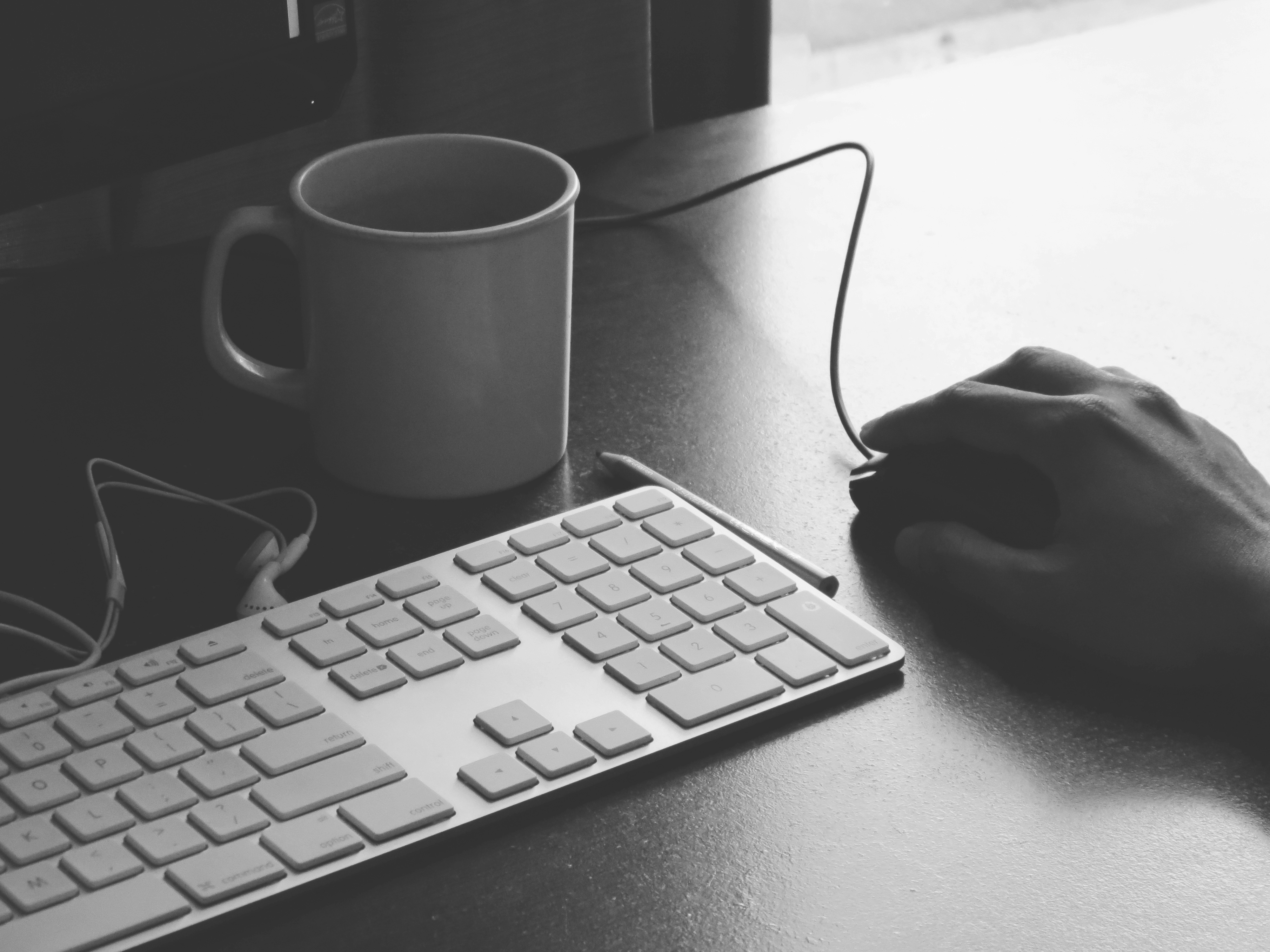 coffee cup and computer screen